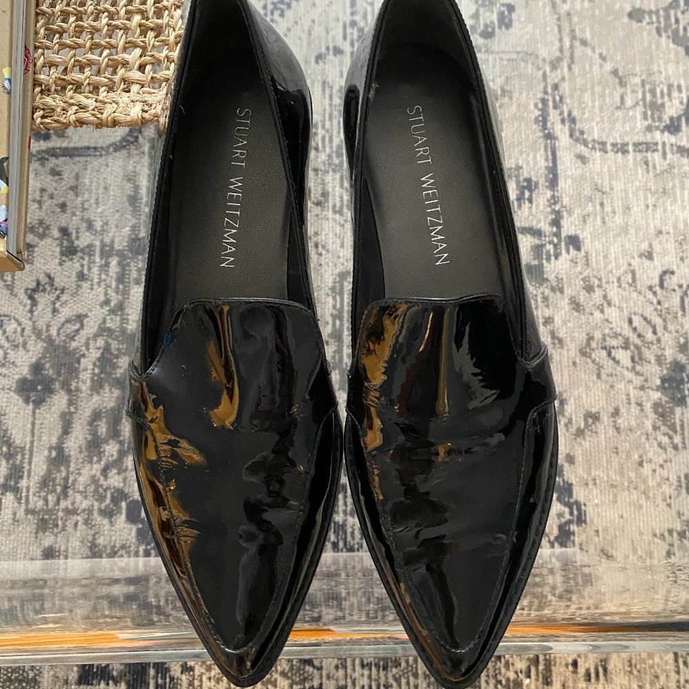 Stuart Weitzman Black Patent Leather Loafers